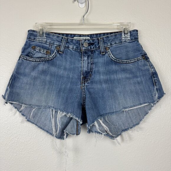 Polo Ralph Lauren Saturday Jean Cutoff Denim Micro Shorts Mid Rise Light Wash 2 - Picture 1 of 12